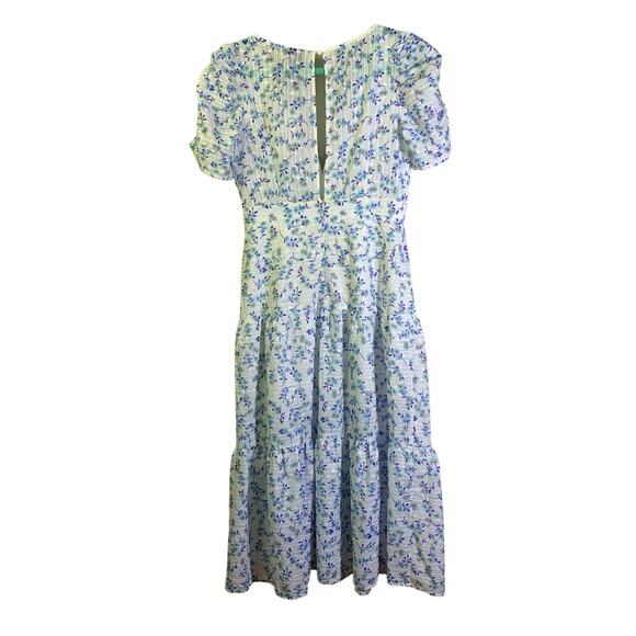 HELLO MOLLY Dress 8 Flower Garden VNeck Keyhole Back Hidden Zipper Ruched Sleeve - Picture 3 of 16